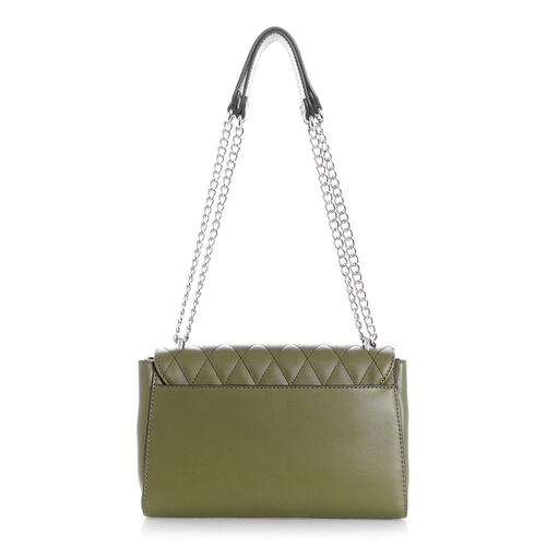 Bolsa Guess Factory estilo crossbody color verde olivo modelo LE851421