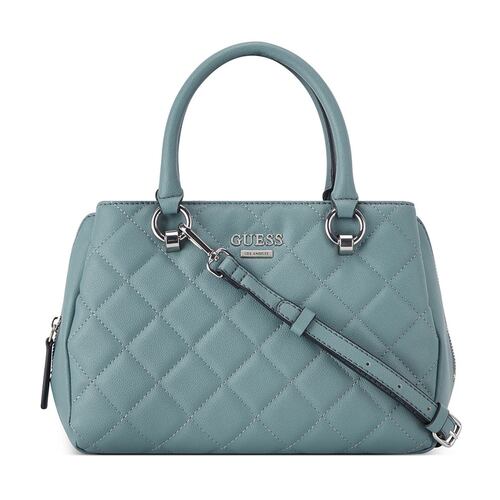 Bolsa Guess Factory Estilo Satchel En Color Azul Medio Modelo Vy871106-Ste