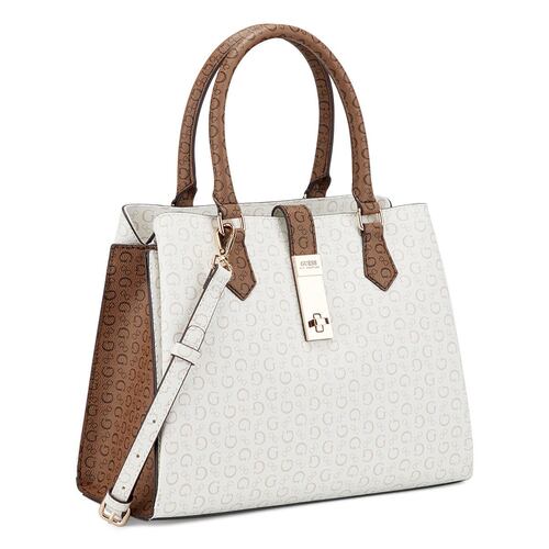 Bolsa Guess Factory Estilo Satchel En Color Blanco Multi Modelo Aa884005-Wml