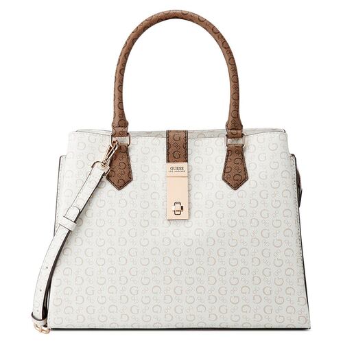 Bolsa Guess Factory Estilo Satchel En Color Blanco Multi Modelo Aa884005-Wml