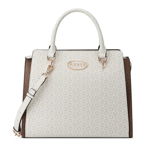 Bolsa Guess Factory Estilo Satchel En Color Blanco Multi Modelo Ag885606-Wml
