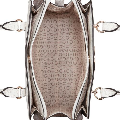 Bolsa Guess Factory Estilo Satchel En Color Blanco Multi Modelo Ag885606-Wml
