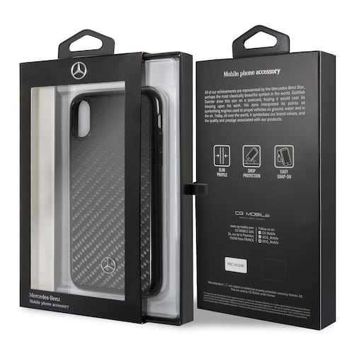 Funda Mercedes Benz iPhone X Negra Fibra de Carbón