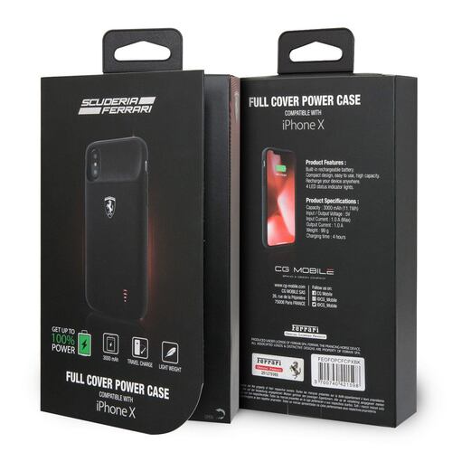Power Case Negro 3600mha iPhone X Ferrari