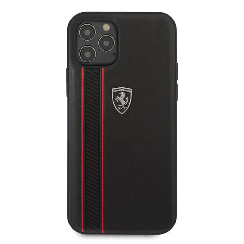 Funda Ferrari iPhone 12/12 Pro Piel Negra Costura