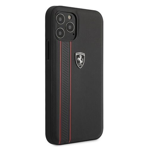Funda Ferrari iPhone 12/12 Pro Piel Negra Costura