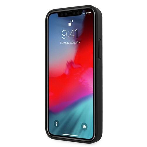 Funda Ferrari iPhone 12/12 Pro Piel Negra Costura