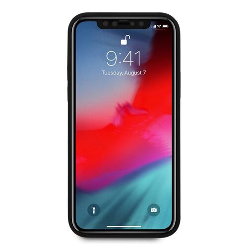 Funda Ferrari iPhone 12/12 Pro Piel Negra Costura