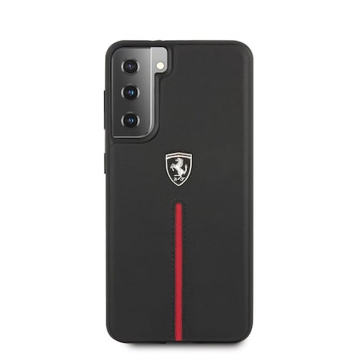 Funda protectora Ferrari piel línea roja S21 plus negro