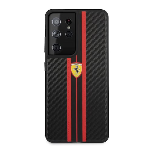 Funda protectora Ferrari carbono pista roja S21 ultra negro