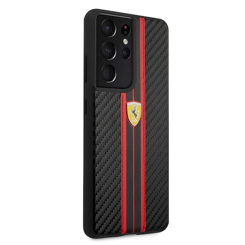Funda protectora Ferrari carbono pista roja S21 ultra negro