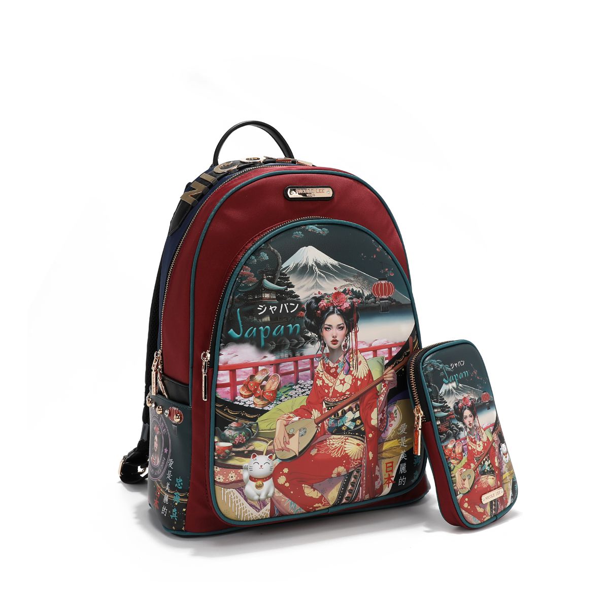 Mochila Maletas Nicole Lee Nylon Fashion Print Backpack With