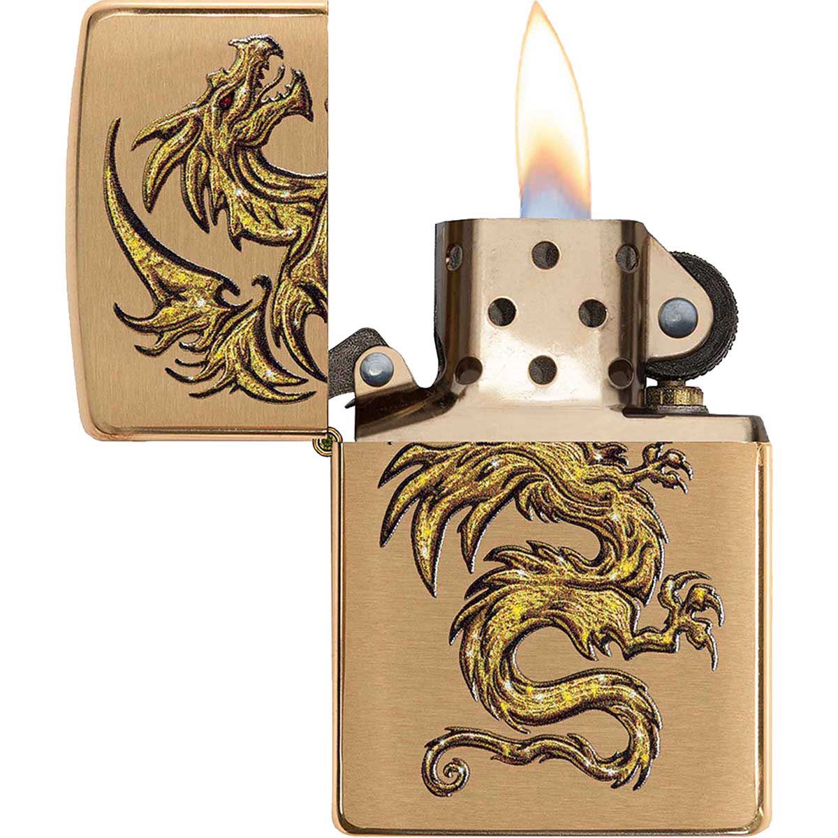 Encendedor Zippo Color Dorado Diseño Dragón