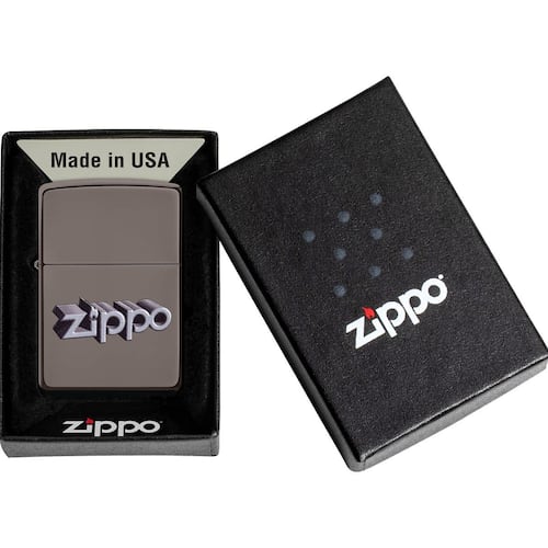 Encendedor Zippo Black Ice logo Zippo tipo 3D