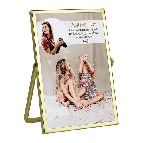Portarretrato Portfolio Caballete 4X6 color Dorado con Respaldo de Hierro