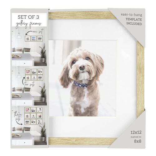 Portaretrato Gallery Frames 12x12 a 8x8 set de tres marcos naturales