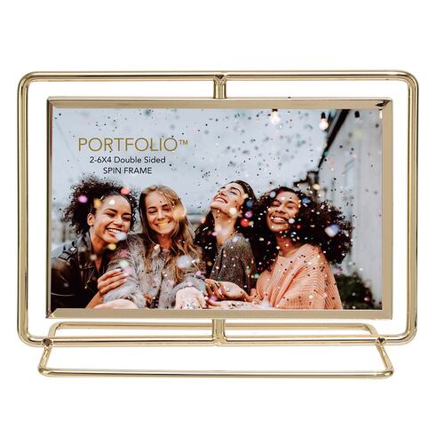 Portarretrato Portfolio doble cara 15.24x10.16cm metálico rosa gold