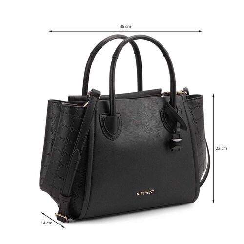 Bolsa satchel Nine West color negro Modelo NPD125006