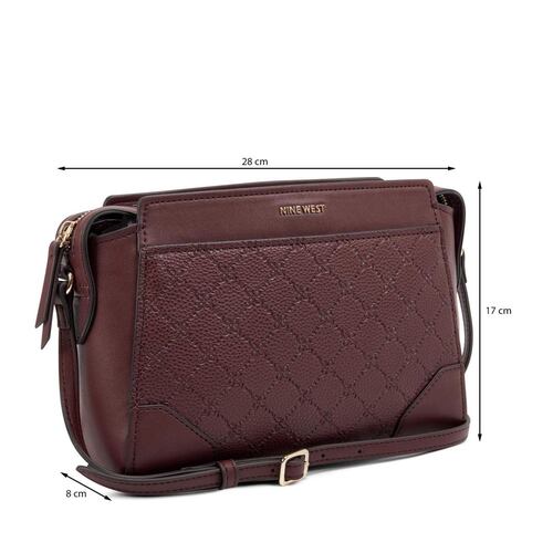 Bolsa cross body Nine West color vino Modelo NDB108570