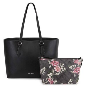 Nine West Donna Paxtin Shopper, Borsa In Similar Pelle Con Tasche E Dettagli A Contrasto, Beige
