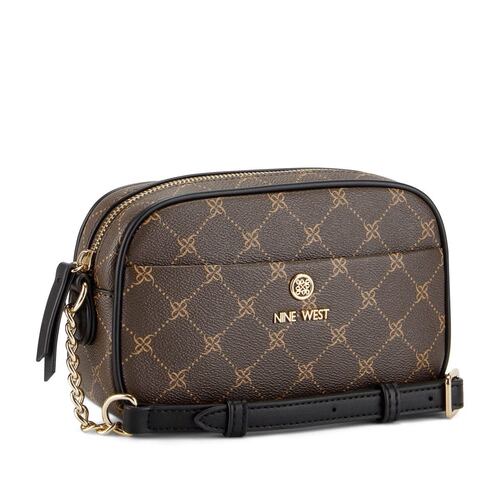 Bolsa cross body NINE WEST color Cafe/Multicolor Modelo NGL127372