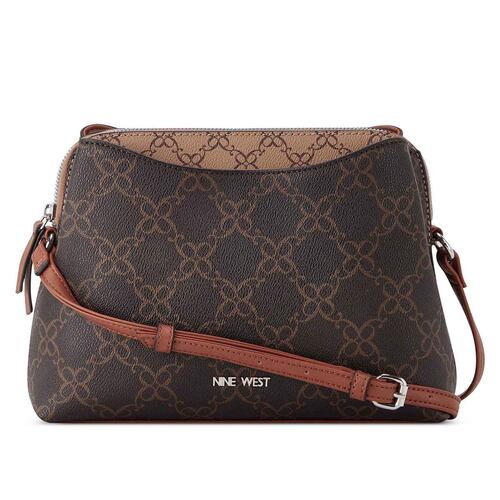 Bolsa cross body NINE WEST color Cafe/Multicolor Modelo NYO542769