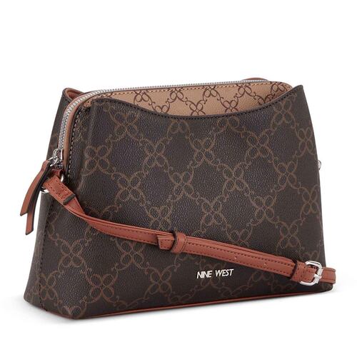 Bolsa cross body NINE WEST color Cafe/Multicolor Modelo NYO542769