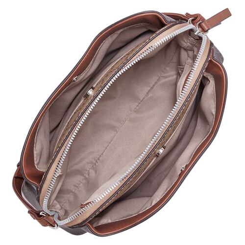 Bolsa cross body NINE WEST color Cafe/Multicolor Modelo NYO542769