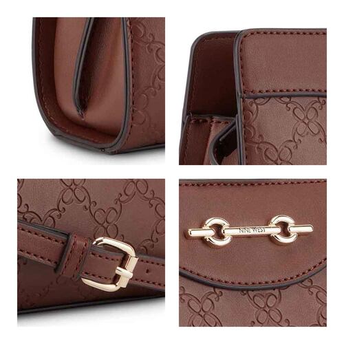 Bolsa cross body color Cafe para mujer NINE WEST