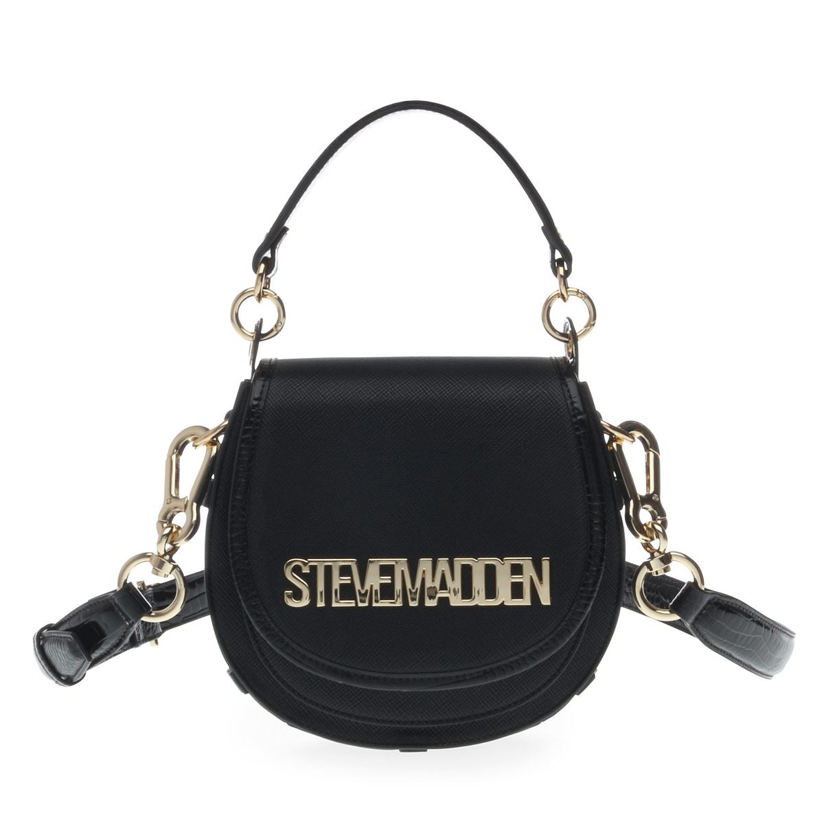 Steve Madden Women's AUBREEW Saddle Bag - Faux Snake Texture With Removable Strap
