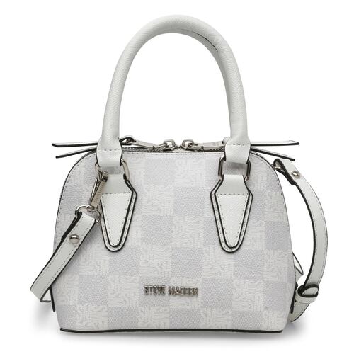 Bolso Steve Madden dome estampado logo color blanco bhopelog