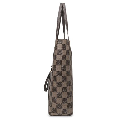 Bolso Steve Madden tote estampado logo cuadros color café bkimlogo