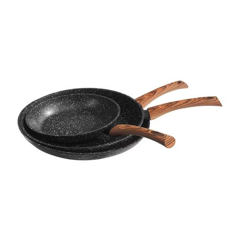 Batería De Mármol Negro Madera Con Parrilla De Inducción