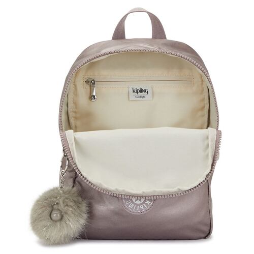 Bolsa Backpack Color Rosa Metálico Para Mujer Kipling