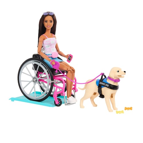 Barbie Set de Juego Muñeca en Silla de Ruedas con Perro