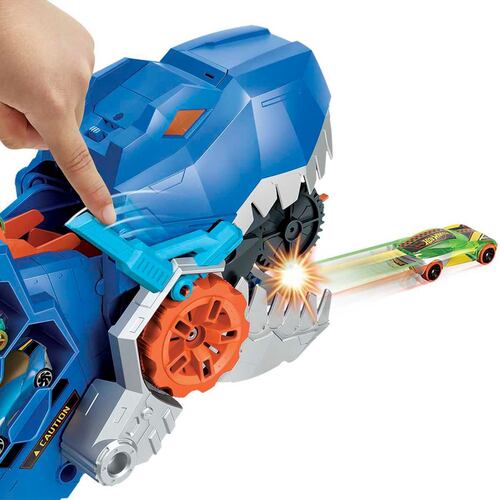 Pista de juguete Hot Wheels City Súper Remolque de T-Rex