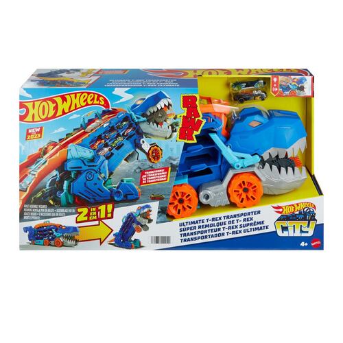 Pista de juguete Hot Wheels City Súper Remolque de T-Rex