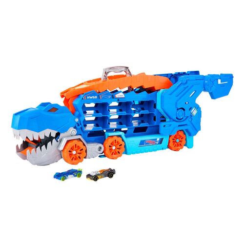 Pista de juguete Hot Wheels City Súper Remolque de T-Rex