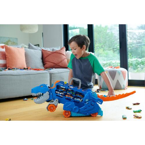 Pista de juguete Hot Wheels City Súper Remolque de T-Rex