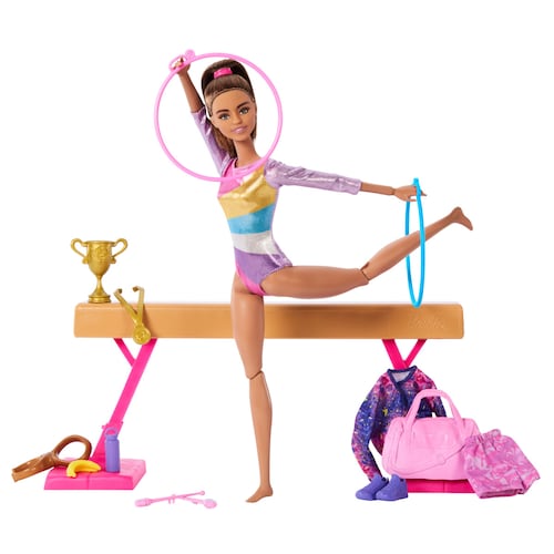 Set de Juego Gimnasta Cabello Castaño Barbie Profesiones