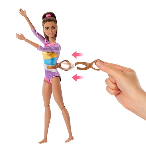 Set de Juego Gimnasta Cabello Castaño Barbie Profesiones