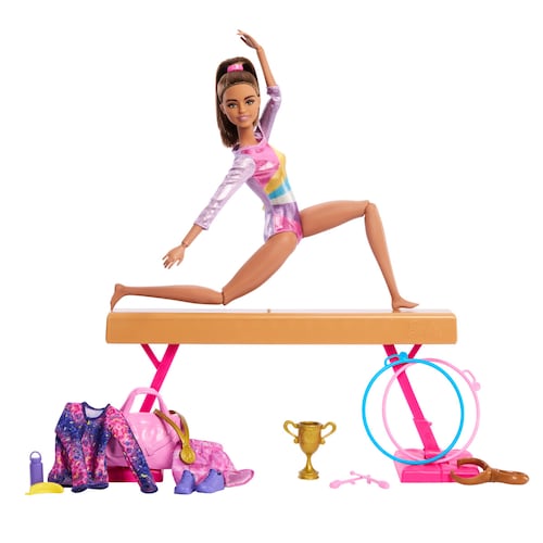 Set de Juego Gimnasta Cabello Castaño Barbie Profesiones