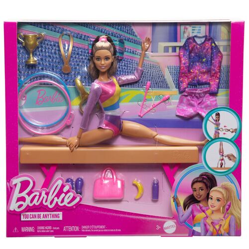 Set de Juego Gimnasta Cabello Castaño Barbie Profesiones