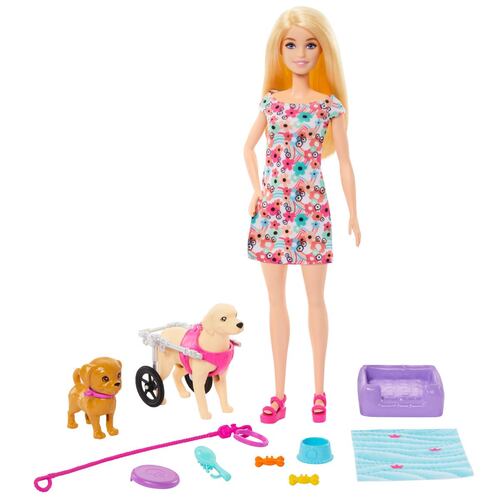 Barbie - Set de Juego Paseo de Perrito con Silla de Ruedas