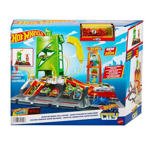 Pista de Juguete Súper Estación de Gasolina Hot Wheels