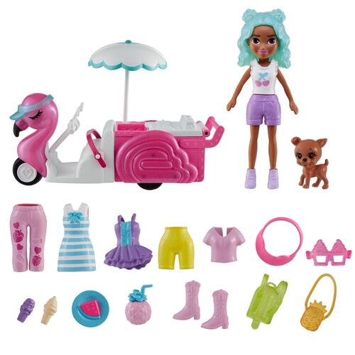 Set de Juego Carrito de Bocadillos de Flamingo Polly Pocket