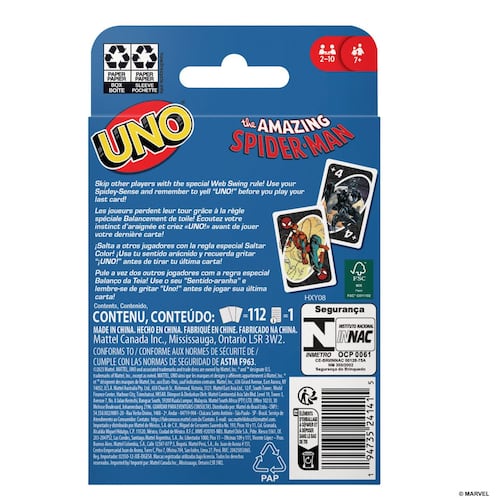 UNO Marvel Spider-Man - Juego de Cartas - Original Mattel