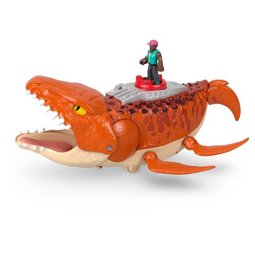Jurassic World Rebirth Mosasaurus Caza y Muerde Imaginext