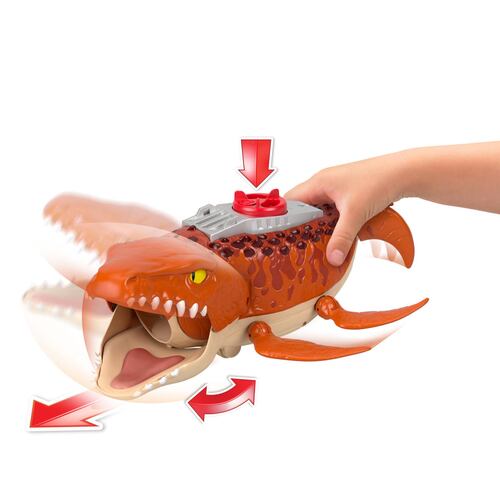 Jurassic World Rebirth Mosasaurus Caza y Muerde Imaginext