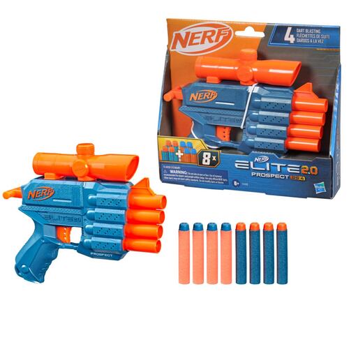 Lanzador de Dardos NERF Elite 2.0 Prospect QS-4 Incluye 8 Dardos